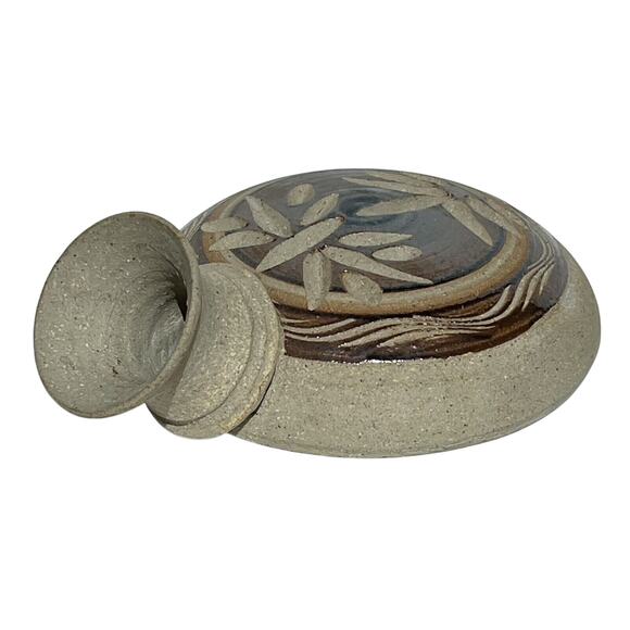 Handmade Flat Bottom Stoneware Vase Signed Mexican‎ Southwestern Earthy Natural - Picture 5 of 13